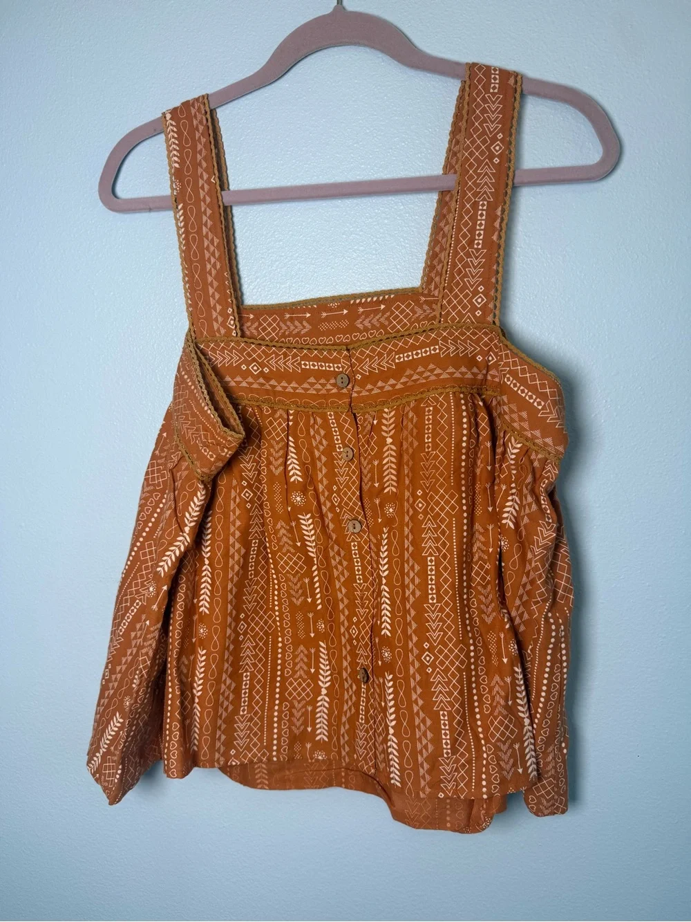 In Bloom Rust Printed Square-Neck Tank Top - Picture 3 of 6